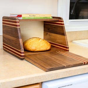 Luxury Walnut and Padauk Wood Large Bread Box - Unique 5th Anniversary Gift for Wife