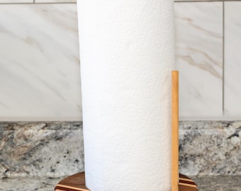 Countertop Paper Towel Holder, Unique Standing Kitchen Roll Stand, Handcrafted Wood Paper Towel Dispenser, Modern Farmhouse Kitchen Decor