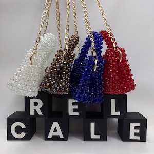 Crystal Beaded Bag | Colorful Handmade Shoulder Purse | Sparkly Mini Bag for Weddings & Parties | Stylish Luxury Fashion Accessory | luxury