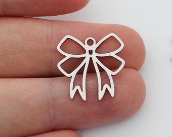 Dije de lazo atado de acero inoxidable, dije de lazo de cinta, dije de pendiente minimalista, colgante de lazo de plata, suministros para hacer joyas SC-1071
