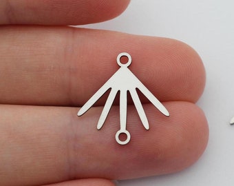 6 pc Steel Sun Connector, Half Sun Charms, Stainless Steel Earring Links Supplies, Polymer Clay Tools, Jewelry Supplies SC-1096