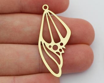 Brass Wing Charms, Laser Cut Butterfly Wing Pendant, Open Back Bezels Earring Charms Findings, DIY Jewelry Making Supply SB-1135