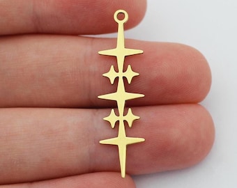6pcs Raw Brass Star Charm, North Star Charm Pendant, Brass Charms for Jewelry Making, Laser Cut Jewelry Supplies Findings SB-1020
