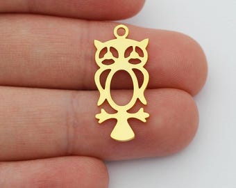 24K Gold überzogener geschnittener Eulen-Anhänger, Tierschmuck-Charme, Schmuck DIY, der Großverkauf-Versorgungsmaterial, Vogelcharme für Crafting SG-1046 herstellt