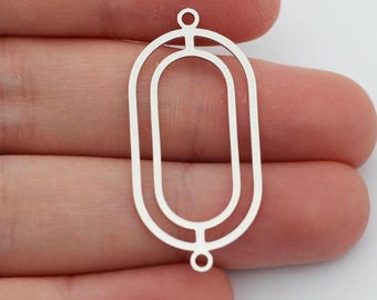 Platte ovale schakels van verzilverd messing, ovale connector met 2 gaten voor het maken van sieraden, rhodiumverzilverde sieradenbenodigdheden bevindingen SR-1010
