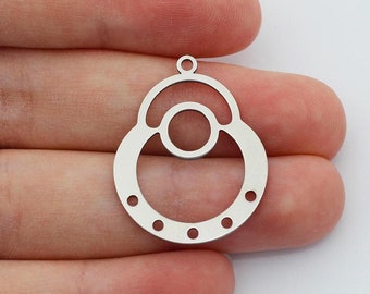 Stainless Steel Geometric Circle Connector Charm, Round Earring Connector, Dangle Earring Links DIY Craft Supplies, Jewelry Supplies SC-1026