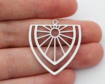 Steel Triangle Sun Charm, Stainless Steel Charms for Jewelry Making, Geometric Earring Charms, DIY Laser Cut Jewelry Supplies SC-1099