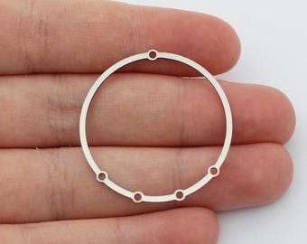 33mm Steel Round Circle Earring Charms, Stainless Steel Earring Links Connectors Rings, DIY Jewelry Making Supplies SC-1159