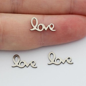 6 Stück Edelstahl Liebe Charme, Liebe Brief Wort Charm Anhänger, Laser-Schnitt-Edelstahl Schmuck Zubehör SC-1191