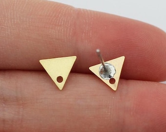 6pcs Raw Brass Tiny Triangle Stud Earrings, Geometric Triangle Earring Post, Laser Cut Jewelry Making Materials, Earring Accessories SB-1204