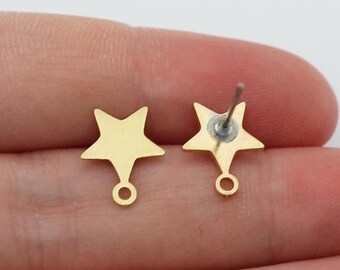 10 Stück Messing Stern Ohrstecker mit Schleife, Ohrstecker, Stern Ohrring mit Schleife, Ohrring Zubehör, DIY Schmuckherstellung Materialien SB-1182