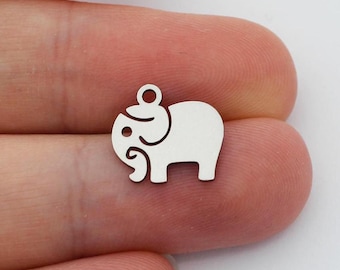 6pcs Steel Elephant Charm, Tiny Elephant Charm Pendant, Dainty Charms, Animal Charms, Stainless Steel DIY Jewelry Making Supply SC-1062