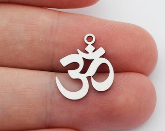 6pcs Steel Ohm Necklace Charm, Om Yoga Meditation Charm, Bangle Bracelet Charm, Yoga Jewelry, DIY Jewelry Making Supplies SC-1070