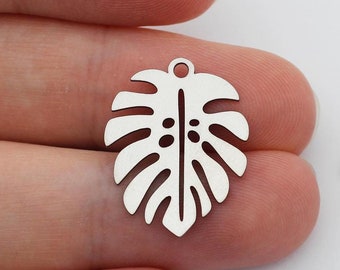 6pcs Laser Cut Steel Monstera Leaf Charms, Stainless Steel Leaf Earring Charms, Jewelry Making Supplies, Polymer Clay Earring Tools SC-1041