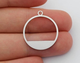 6 pc Circle Steel Earring Accessories, Earring Pendant Charms, Ovals Circles Round Frames Connector Links Earrings Findings SC-1077