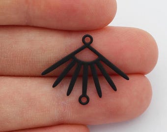 2 pc Black Sun Charm, 2 Hole Sun Connector, Black Plated Jewelry Findings Links Earring Supplies, DIY Jewelry Supplies SD-1040