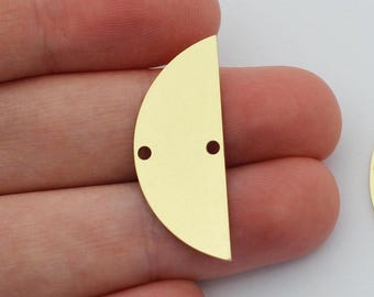 6 pc Raw Brass Half Circle Charms, 12x30mm Half Circle with Two Holes, Laser Cut Charms, Brass Fittings, Clay Earring Connectors SB-1179