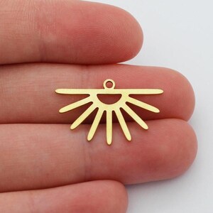 6pcs Raw Brass Half Sun Charms, Sun Sunshine Sunburst Earring Charms, Celestial Earring Charms, Laser Cut Brass Jewelry Accessories SB-1192