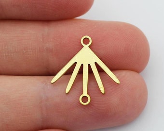 6 pc Raw Brass Sun Connector, Half Sun Charms, Raw Brass Earring Links Supplies, Polymer Clay Tools, Jewelry Supplies SB-1096