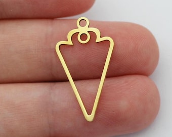 6pcs Raw Brass Triangle Links, Gold Tone 2 Hole Triangle Connector Links for Jewelry Making, Brass Jewelry Making Supplies Findings SB-1016