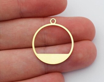 6pcs Circle Raw Brass Earring Accessories, Earring Pendant Charms, Ovals Circles Round Frames Connector Links Earrings Findings SB-1077