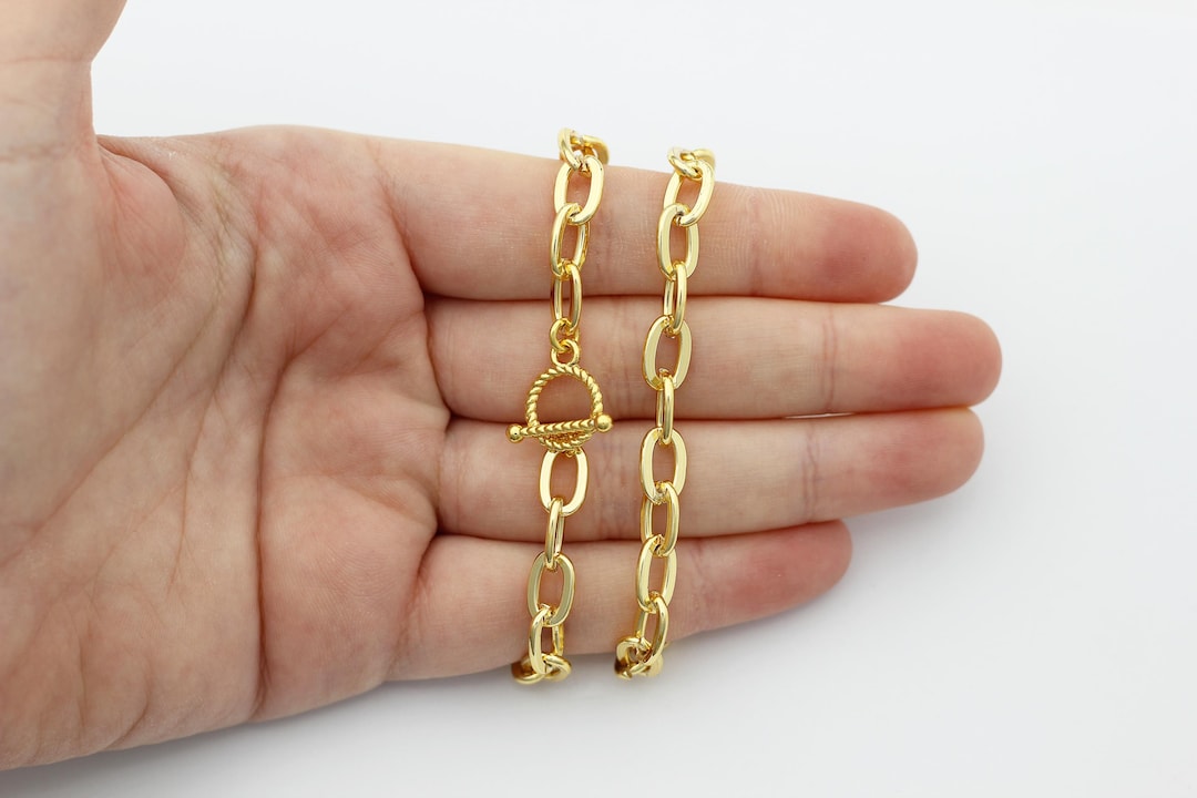 K18金チェーンリンクブレスレット ☆K18コーティング ゴールド