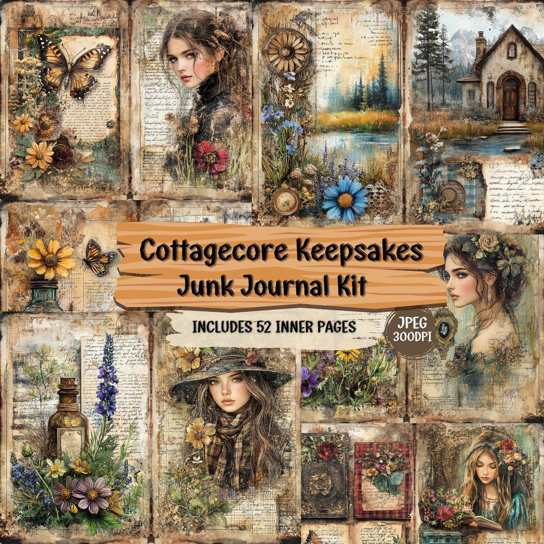Cottagecore Keepsakes Printable Kit | Vintage Botanicals Junk Journal ...