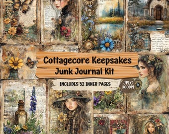 Cottagecore Junk Journal Kit: Vintage Botanical Ephemera (52 JPEG Files)
