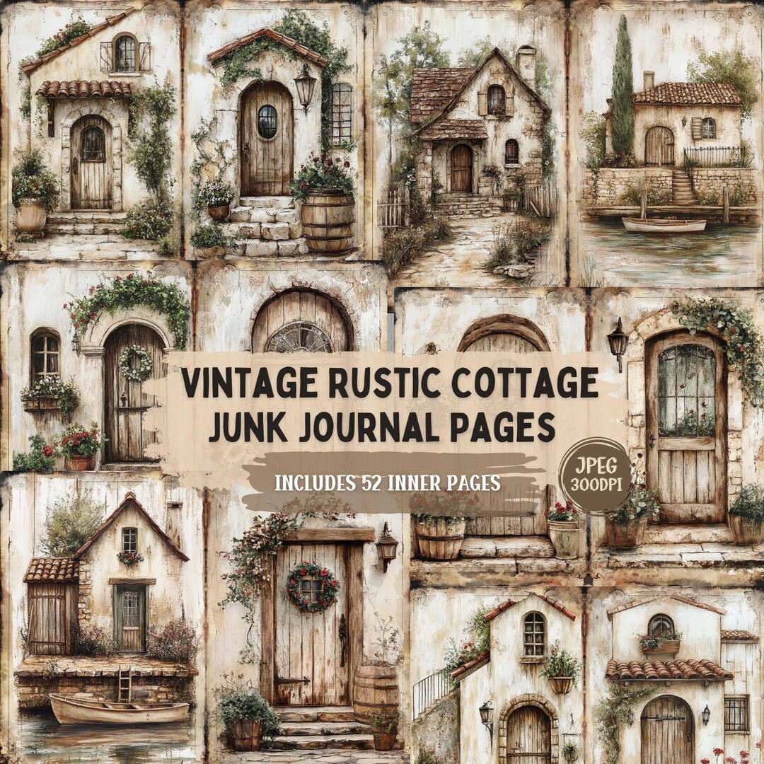 Vintage Cottage Junk Journal Pages, Shabby Chic French Ephemera Kit ...
