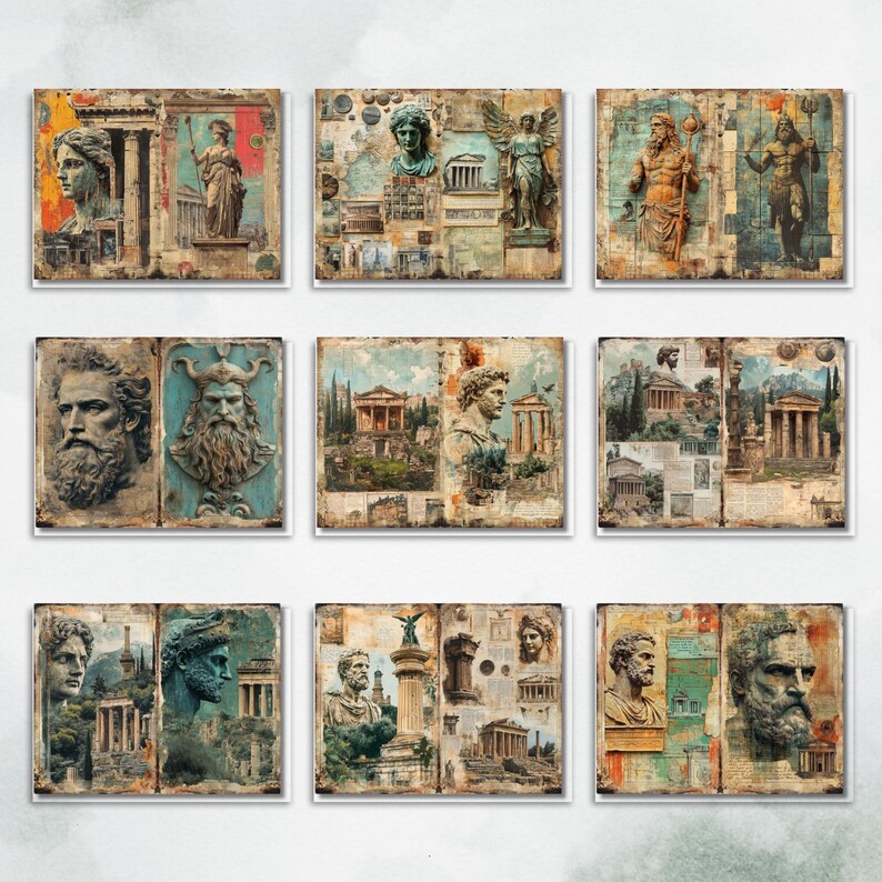 Greek & Roman Junk Journal Kit: Antique Ephemera, Shabby Chic (45 JPEG ...