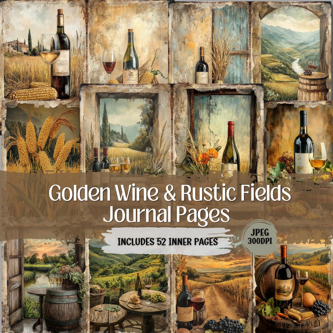 Rustic Field Journal Wine Country Junk Journal Pages: Rustic Vineyard Ephemera (52 JPEG ...