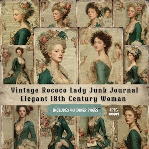 Rococo Lady Junk Journal Pages: Shabby Chic Ephemera (40 JPG Digital Download)