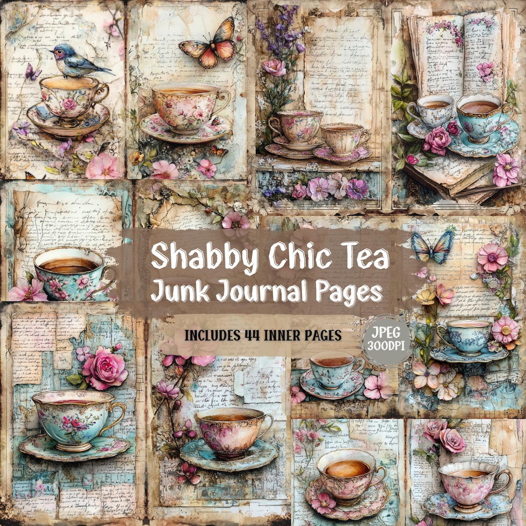 Shabby Chic Tea Party Junk Journal Pages: Vintage Ephemera (44 JPEG ...