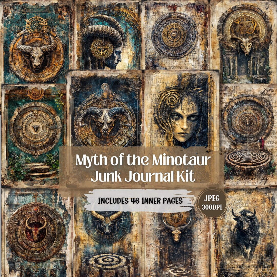 Minotaur Junk Journal Kit: Vintage Greek Mythology Ephemera (46 JPEG ...