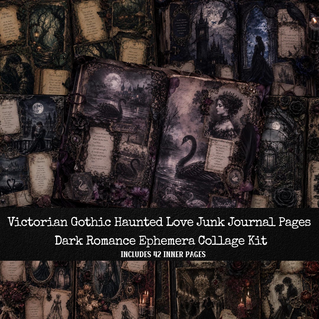 Victorian Gothic Junk Journal Pages, Dark Romance Ephemera Collage Kit ...