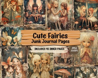 Vintage Fairies Junk Journal Kit | Shabby Chic Collage (Digital Download)