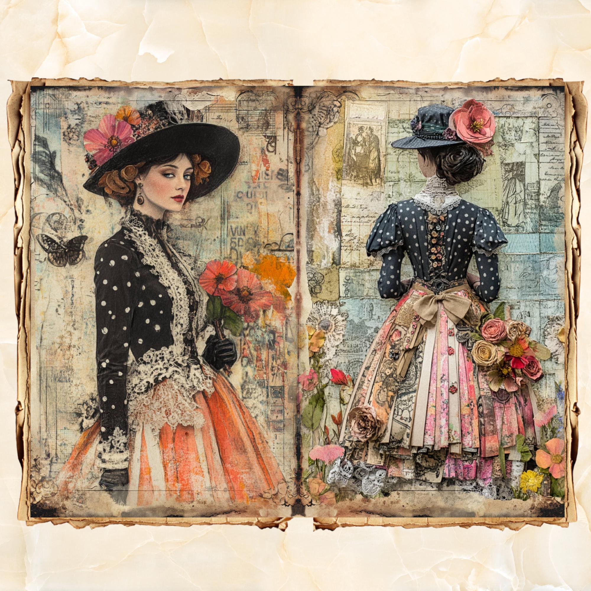 Vintage Shabby Chic Junk Journal Pages: Victorian Ladies Fashion (40 ...
