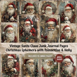 Vintage Santa Claus Junk Journal Pages: Christmas Ephemera (JPG Digital Download)