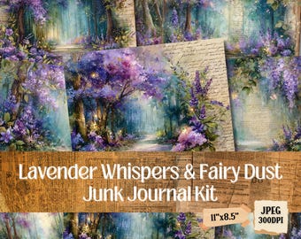 Lavender Fairy Tale Junk Journal Pages: Shabby Chic Ephemera (Digital Download)