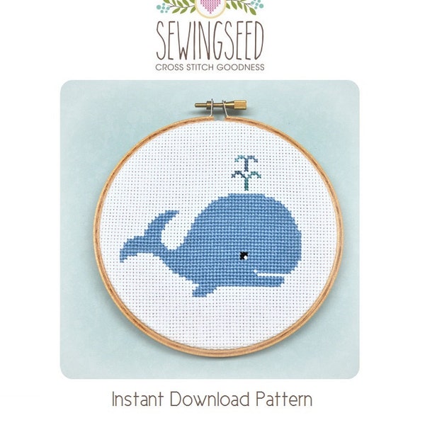 Whale Cross Stitch Pattern Instant Download