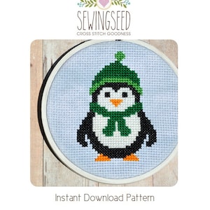 Easy Penguin Cross Stitch Pattern Instant Download