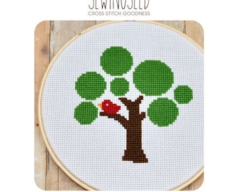 Circle Tree Cross Stitch Pattern Instant Download