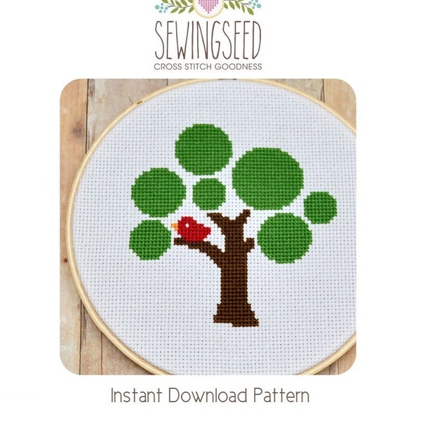 Circle Tree Cross Stitch Pattern Instant Download