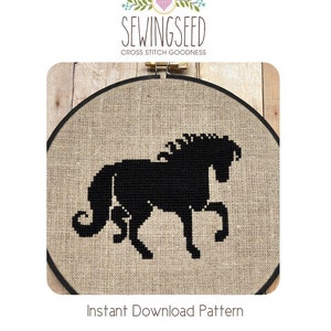 Black Horse Cross Stitch Pattern Instant Download