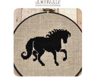 Black Horse Cross Stitch Pattern Instant Download