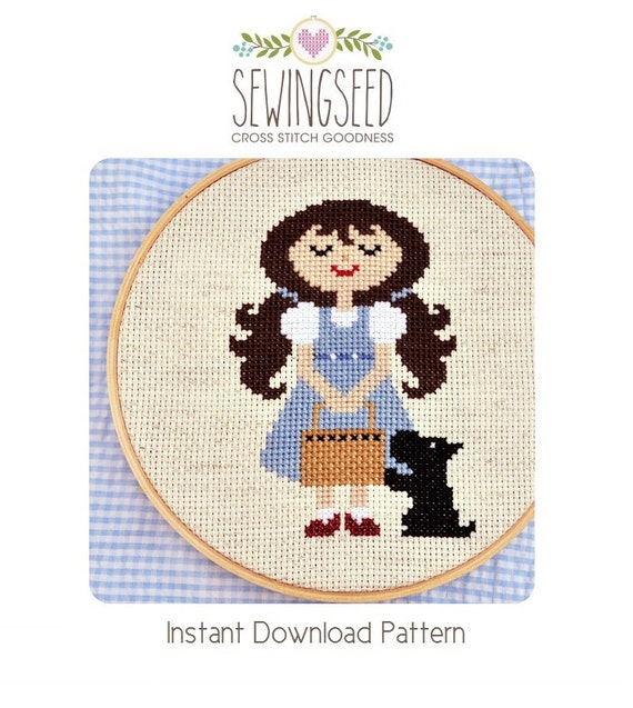 Dorothy And Toto, Wonderful Wizard Of Oz Cross Stitch Pattern.