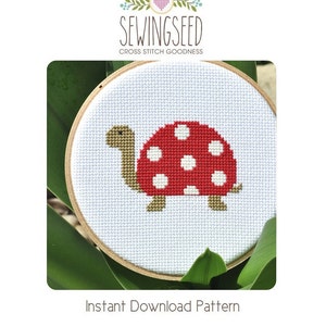 Polka dot Turtle Cross Stitch Pattern Instant Download image 1