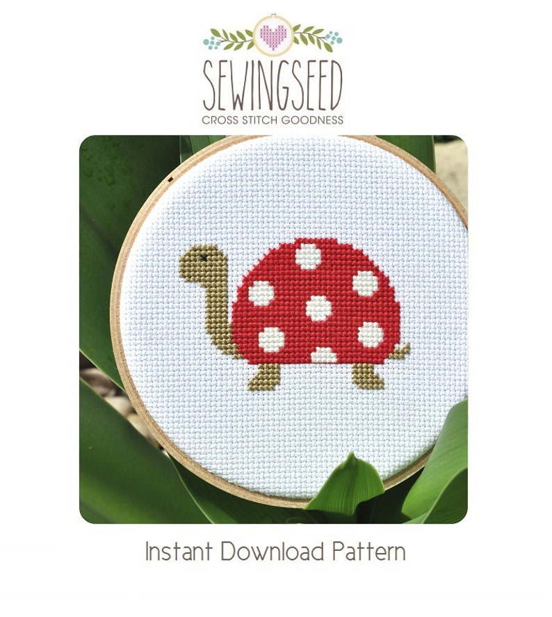 Polka dot Turtle Cross Stitch Pattern Instant Download image 1