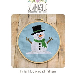 Snowman Cross Stitch Pattern Instant Download