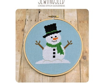 Snowman Cross Stitch Pattern Instant Download